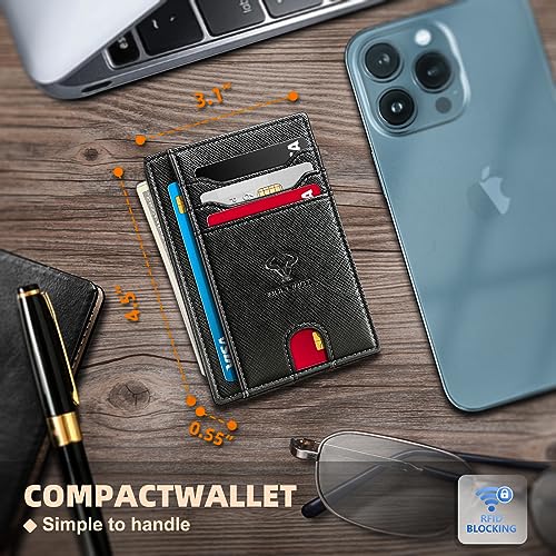 Slim Wallet,Skinny Minimal Thin Front Pocket Wallet Card Holder For Men 7Cards 3.15"x4.5",Gift-Boxed3