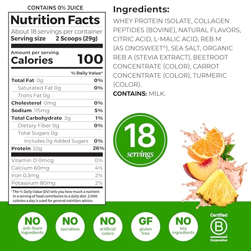Orgain Clear Whey Isolate 22g Protein Powder, Tropical Punch, 18 Servings | Whey protein, 0g sugar, no anti-foaming agent, suitable for lactose intolerance, no artificial color, no soy, 10.1oz - image 7