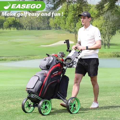 Image of EASEGO Golf Push Cart 4 Wheel : Golf Walking Cart Golf Caddy Pull Carts