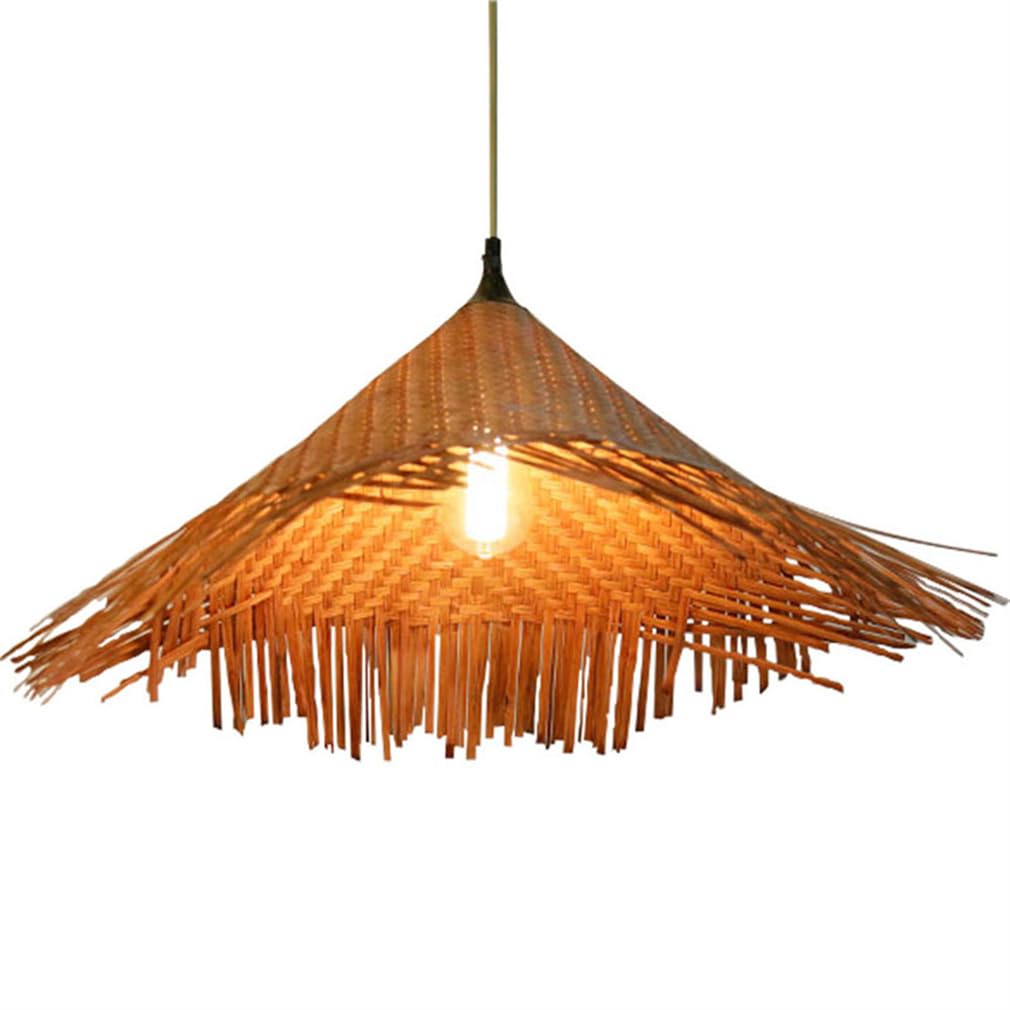 Lustre en rotin tissé main 45cm suspension réglable salon