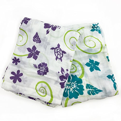 Image of Hawaiian 2 Pack Muslin Swaddle Blankets - Made from Organic Cotton