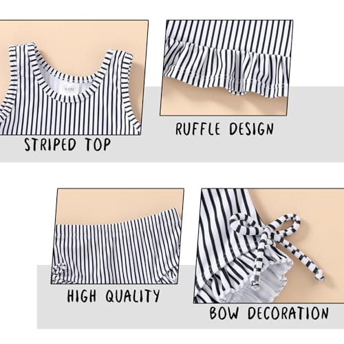 Image of HAPPYMA Baby Swimsuit Toddler Girl Bathing Suit Summer Stripe Bikini Set Beach Two Piece Swim Wear