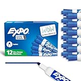 EXPO Low-Odor Dry Erase Markers, Bullet Tip, Blue, 12-Count
