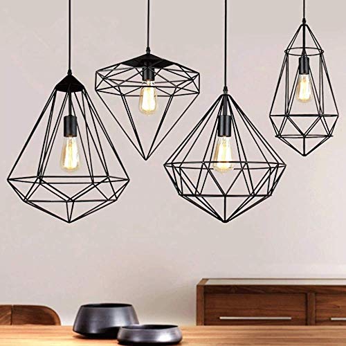 Chandelier de hierro forjado con forma de diamante retro para comedor 8
