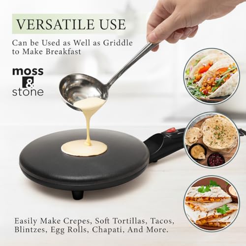 Image of Moss & Stone Black Electric Crepe Maker, 8 inch Portable Nonstick Crepe Pan (Pack of 3)
