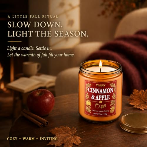 Image of Fall Scented Candles Gift Set, 4 Pack Soy Coconut Wax Pumpkin Candle Set