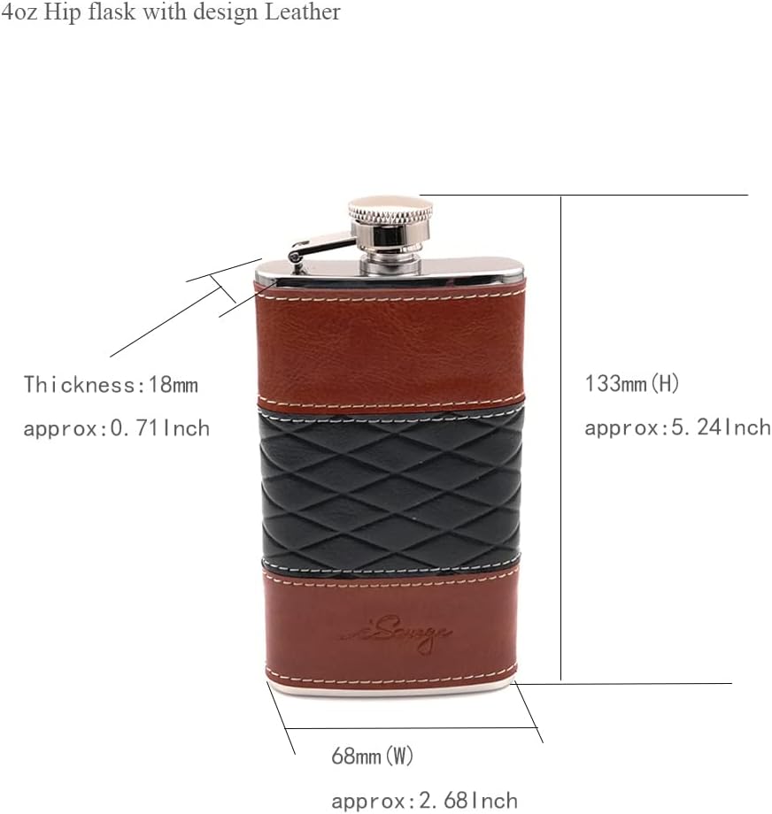 4oz Leather Wrapped Hip Flask-YM156