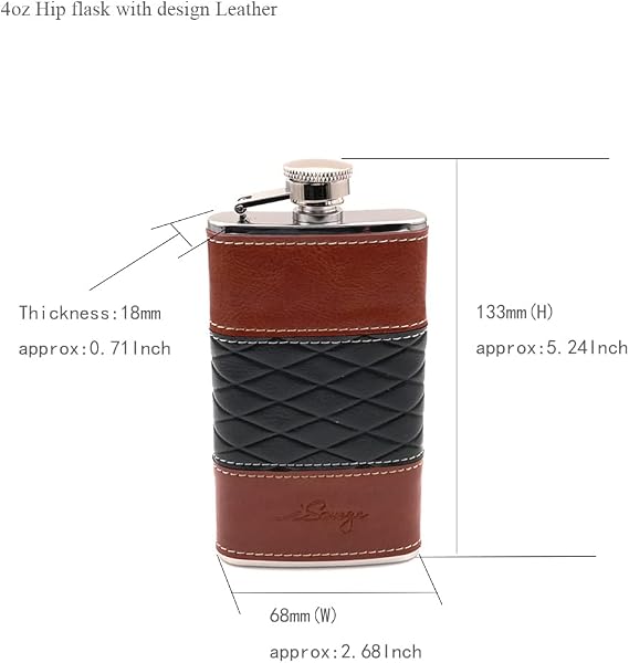 4oz Leather Wrapped Hip Flask-YM156