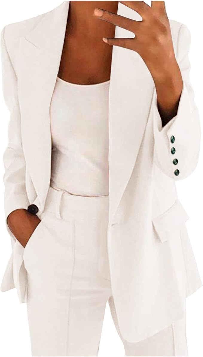 Blazer Da Donna Aperto Sul Davanti Casual Risvolti A Maniche - Foto 2