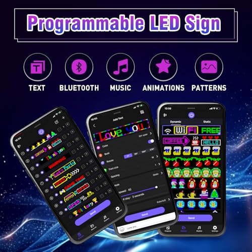 Image of Programmable LED Sign,Scrolling Flexible Advertising Digital Signs,LED Car Sign,Control by Bluetooth APP Control,DIY Design Text, Patterns, Animations