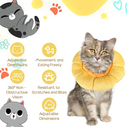 Image of Soft Dog Cone Collar,Dog Donut Collar After Surgey, Flower Shape Dogs Cone Alternative, Adjustable Cat Collars for Medium Large Dogs(M)