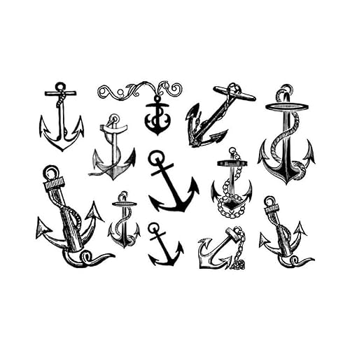 SanerLian Anchor Ship - Etiqueta engomada temporal de tatuaje impermeable para adultos, hombres, mujeres, mano, brazo, hombro, 5.9x4.3 in, juego de