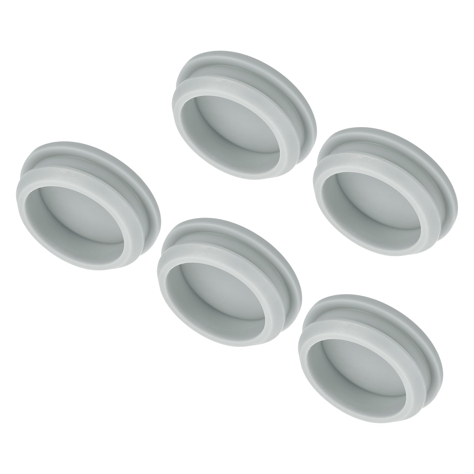 MECCANIXITY 5pcs Silicone Snap in Locking Hole Plugs,36.6mm/1.4 Inch Mounting Diameter Narrow Groove Width 5mm Panel Seal Cover Round for Kitchen Bulkheads Waterproof Sealing Plugs Grey