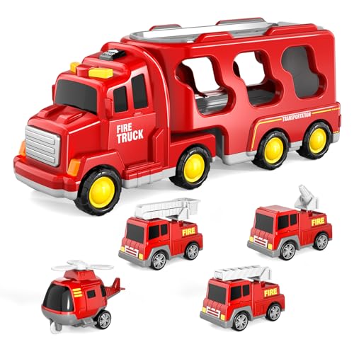 CoComelon Feuerwehr-Auto Mit TomTom – Mini-Spielzeugauto Für Kleinkinder | Mit Freilaufenden Rädern & Figuren