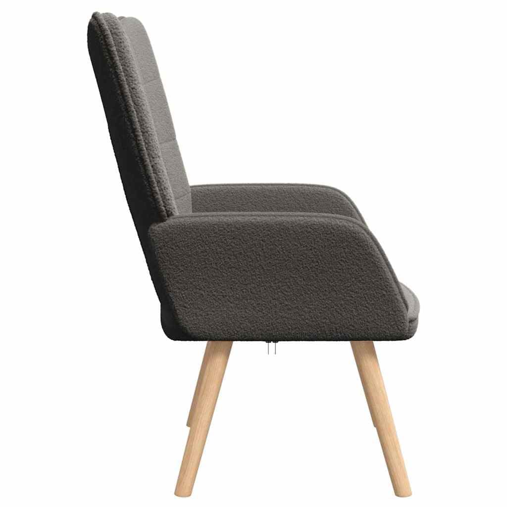 Fotel ciemnoszary, tkanina Sherpa, ergonomiczny fotel wypoczynkowy z nogami z litego drewna, tapicerowany fotel do salonu, sypialni i biura, 62 x 67 x 95,5 cm