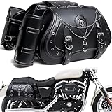 Motorcycle Saddlebags, 30L Leather Waterproof Side Saddle Bags with Cup Holder, Universal Powersports Saddlebags for Harley Davidson Sportster Dyna Softail Honda Shadow Rebel Yamaha Kawasaki Vulcan