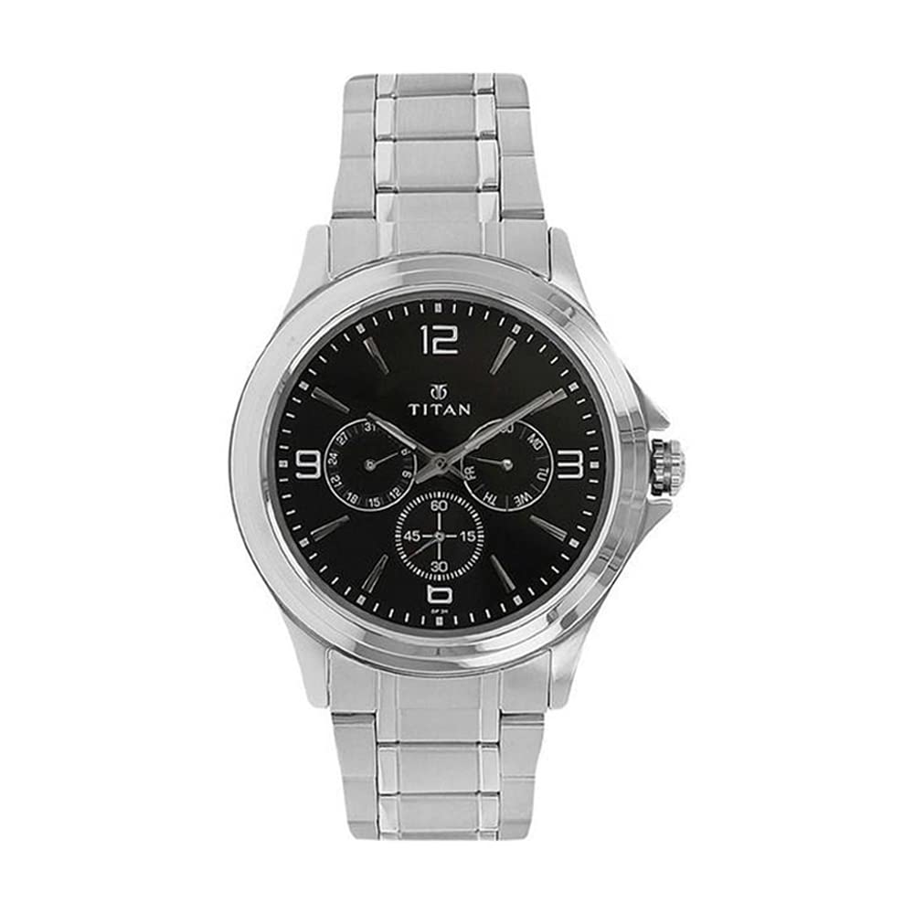 Titan Men Stainless Steel Analogue Metallic Watch - Nk1698Sm01, Band Color-Silver,Dial Color-Black (B0BGJ4YT49) Amazon Price History, Amazon Price Tracker