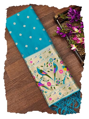 Image of DEVANGI Women's Woven Paithani Banarasi Silk Dupatta /Chunni For Women, Floral Print 1 Meter Wide and 2.3 Meter Length Printed Designer Dupatta /Chunni For Girls