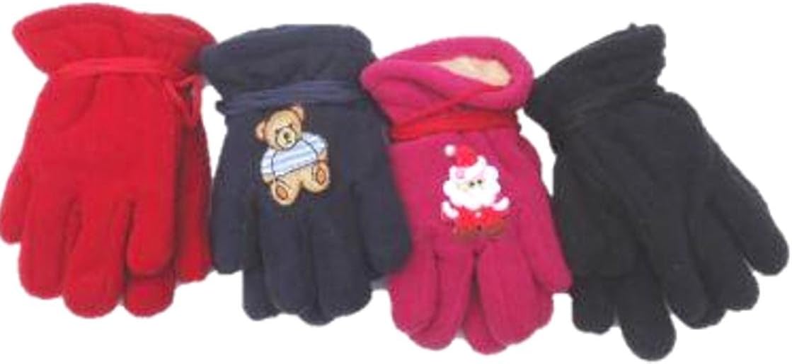 Four Pairs Mongolian Fleece Gloves for Infants Ages 6-12 Months