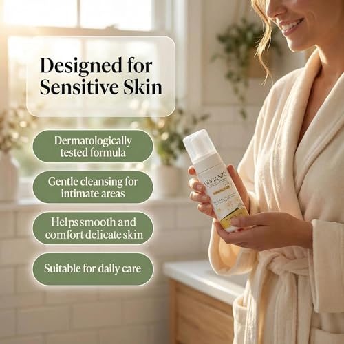 Image of Organyc Intimate Foaming Wash for Women, Sensitive Skin Care, Certified Organic Ingredients, pH Balanced, Chamomile & Calendula, Gentle Daily Cleanser, 6.08 fl oz