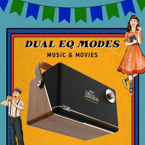 Image of Boat Stone Majestic Archies Edition Bluetooth Speaker w / 90W Signature Sound, 6 HRS Playtime, Dual Full Range Drivers + Built-in Subwoofer, Dual EQ Modes: Movies & Music(Black Jukebox)