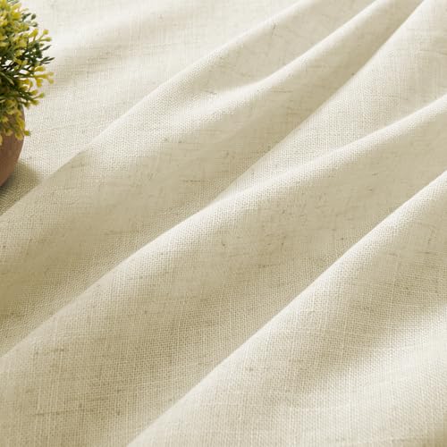 Image of Joydeco Semi Sheer Curtains for Living Room, Linen Curtains 84 Inch Length 2 Panels Set for Bedroom, Curtains 84 Inches Long Rod Pockets Back Tab (84 inch L x 70 inch W, Linen)