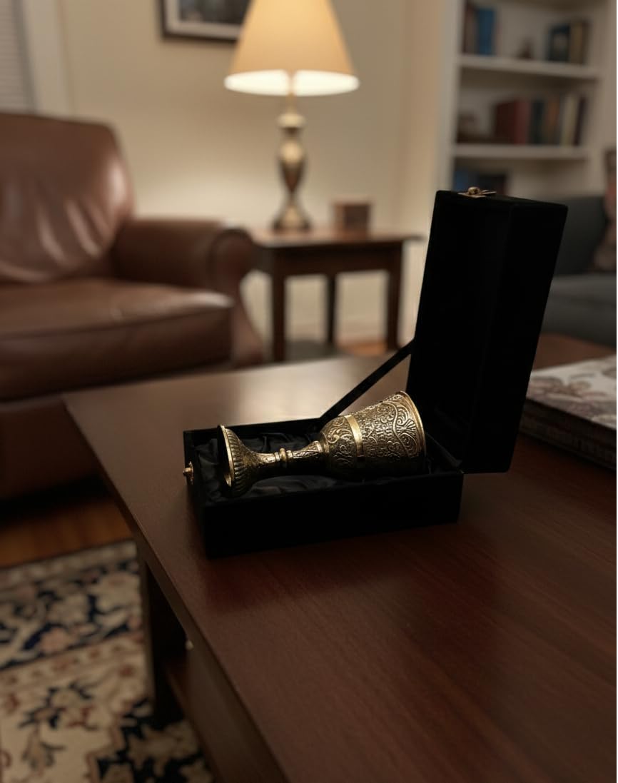 Samrees Nautical Handmade Brass Chalice Golden Plated Embossed Engraved Wine Goblet Glass Embossed Chalice Goblet Gift for Wedding Ceremony and Celebrations.