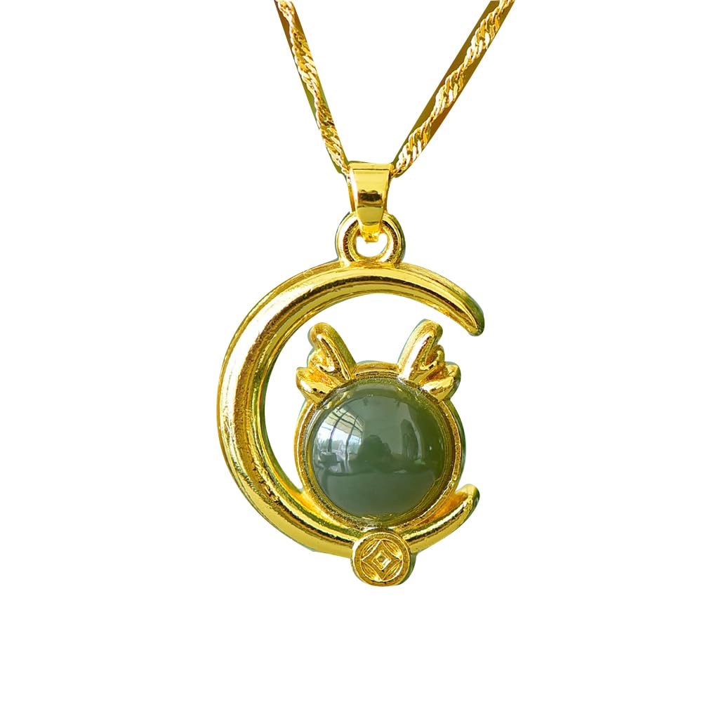 Collier lune de jade chrétien anti-ternissement en argent S925 véritable