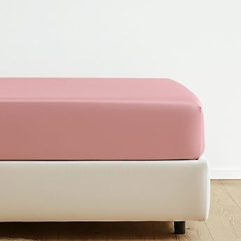 Fitted Sheet 90 x 200 cm Pink - Box Spring Fitted Sheet Extra Deep Pockets up to 28 cm 360  Elastic Band - Mako Satin Made of 100% Egyptian Cotton - Oeko-Tex Bed Sheet