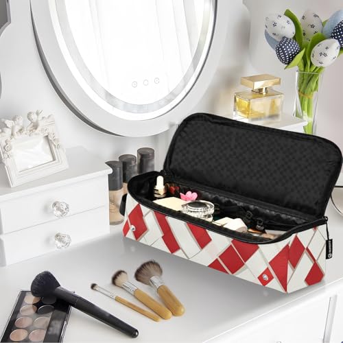Estuche de viaje 2-en-1 para plancha rizadora con almohadilla resistente al calor para planchas y rizadores, organizador impermeable blanco y rojo miniatura 7