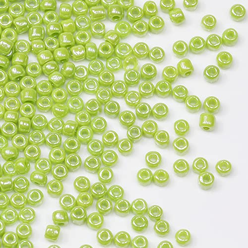 Tibaoffy Perles vertes brillantes 8/0 verre 3mm, environ 3600pcs