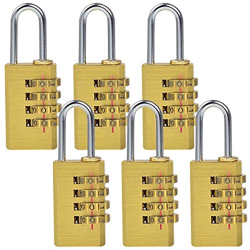 Preisvergleich Produktbild MENGS 6 Stück MG214 Kombinations Zahlenschloss, Kombinationsschloss, Vorhängeschloss, Wetterfestes Messing & Steel Combination Lock für Schule, Gym & Sports Locker, Hasp Cabinet usw