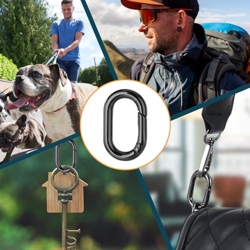 Thoquene 10 Stück Mini Karabiner Klein, Karabinerhaken Schwarz