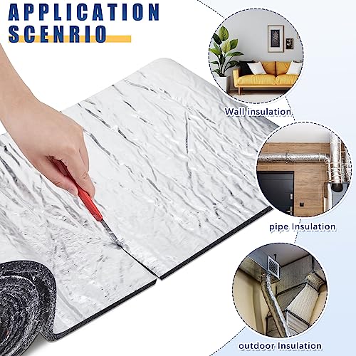 Preboun 2 Rolls Pipe Insulation Wrap Outdoor Foam and Foil Pipe Wrap Insulation Tape Duct Insulation Wrap Blanket Natural Cotton Duct Wrap Wall Cotton Insulation for Wall Pipe(3\'\' x 15\' x 0.4\'\')