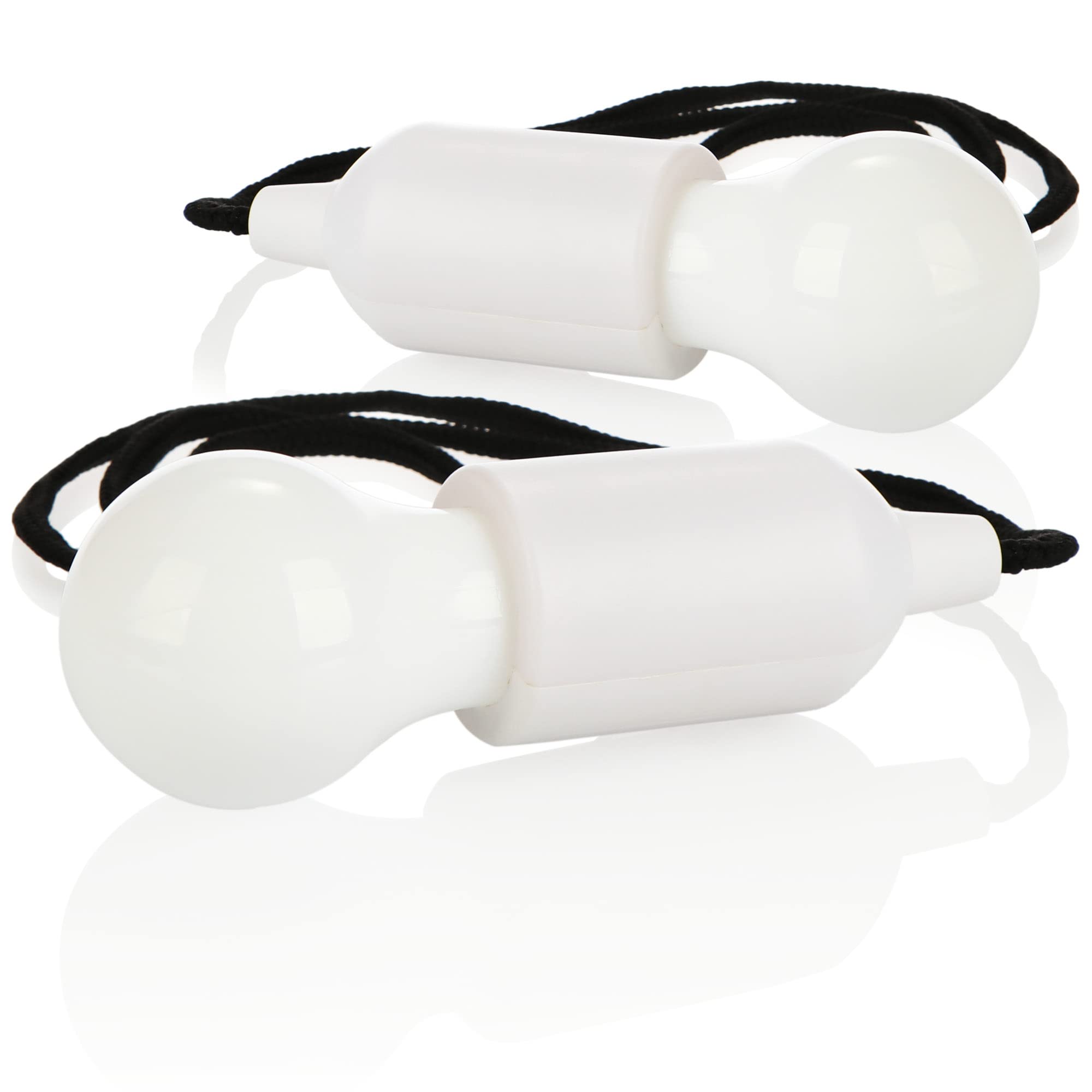 com-four® 2x LED Hängelampe mit Zugschalter, kabellose Hängeleuchte, batteriebetriebene Glühbirne mit Schnurschalter, für Camping, Festivals, Schränke, Keller und Outdoor (02 Stück - Schnur - weiß)