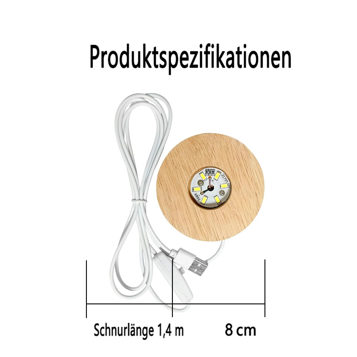 Runde Silikon Form Holz LED Lichtsockel, LED Lichter Display Basis, runder Displaysockel für DIY Acrylplatte Dekorative Ornament Kristallstatuen, Glaskugel (Warmes Licht)