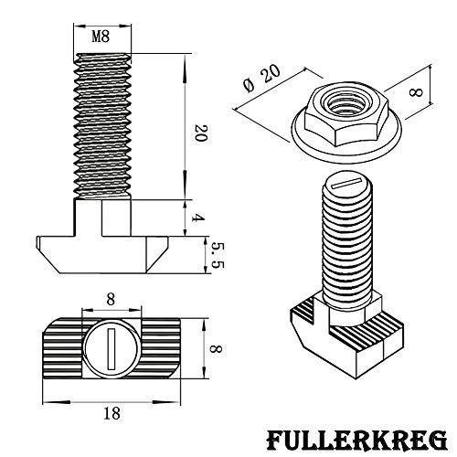 Pack of 10 hammer screws M8 x 20, for nut 8, steel 8.8, galvanised, 10 Stk 8.18.08.M8X20 - Image 2