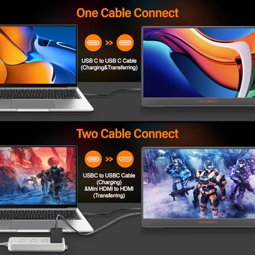 Image of GTMEDIA 14'' Portable Laptop Monitor with 1920 * 1080(1080P) IPS FHD Monitor with178 Full Viewing Angle with Type-C and HDM1 Ports for Multi-Device Compatibility Easy one-line Connection