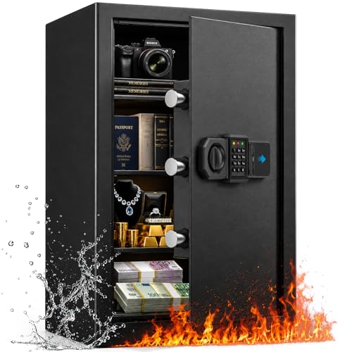 55L Safe Tresor für Zuhause, Feuerfester Tresor mit Schlüssel, Abnehmbares Regal und Stummschaltfunâ€¦ – Miniatur