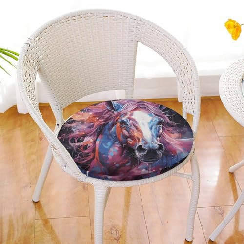Coussin de sol de méditation rond 39cm imprimé cheval en mousse - 7