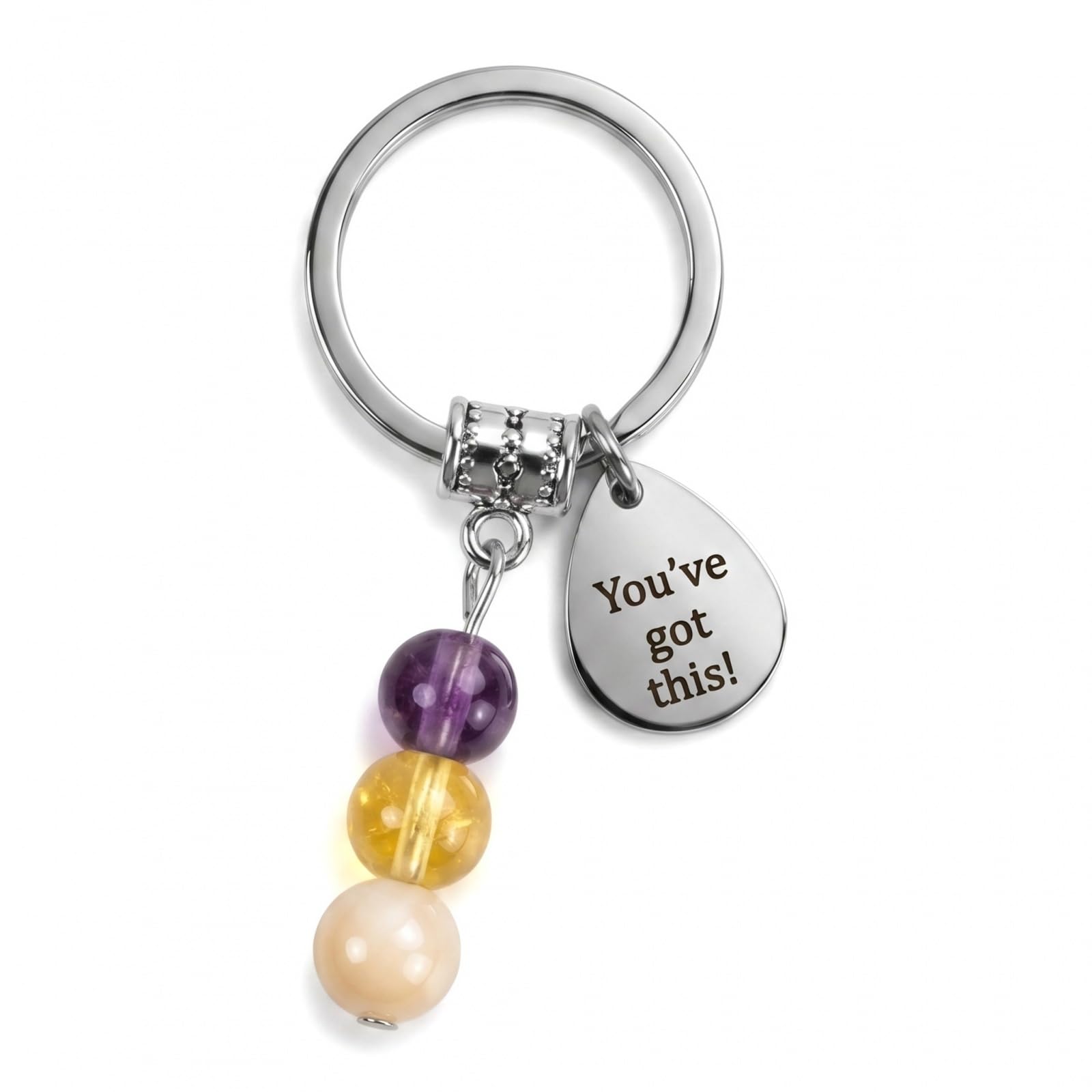 Kemay Unisex Multicolor Good Luck Gifts Crystal Keychain Charm, Exam Good Luck Gifts For Students, New Job & Driving Test Passed Gifts For Women Men, Safe Travels Crystals Set With Blessing Card