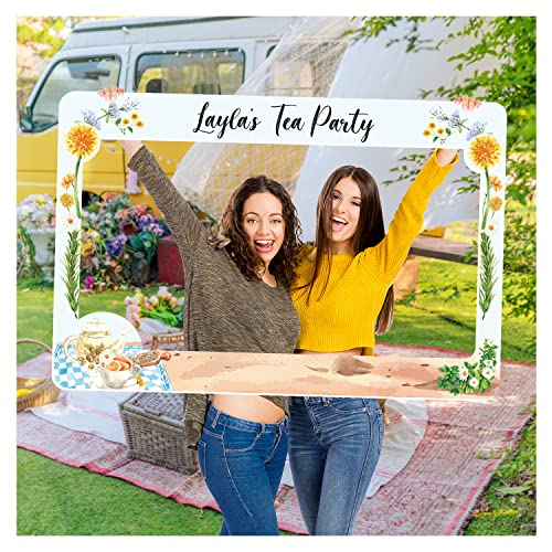 Tea Party Bridal Shower Photo Booth Frame Personalized Blue Tea Party Bridal Shower Photo Prop Custom Sunflower Tea Party
