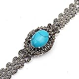 Glanz: Schön, Breite 67mm SHG Store Semi-blaue T¨¹rkis-Verbindungs-Armband-Oval-Korn-tibetanische Silber Markasit 7 \