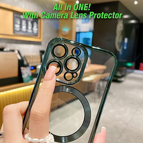 Aowner Magnetic Clear Case For Iphone 11 Pro Case With Camera Lens Protector, Compatible With Magsafe, Non-Yellowing Slim Fit Shockproof Shining For Women Girls Protective Phone Cover,5.8 Inch,Gold #TOP3