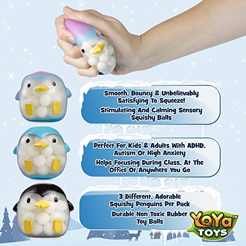 DNA Balls Penguin Stress Balls by YoYa Toys (3-Pack) - Stimulating, Calming Squishy Sensory and Fidget Toys for Kids and Adults - Ideal for Autism, ADHD, Fidgeting, and Breaking Bad Habits - Thumbnail 3