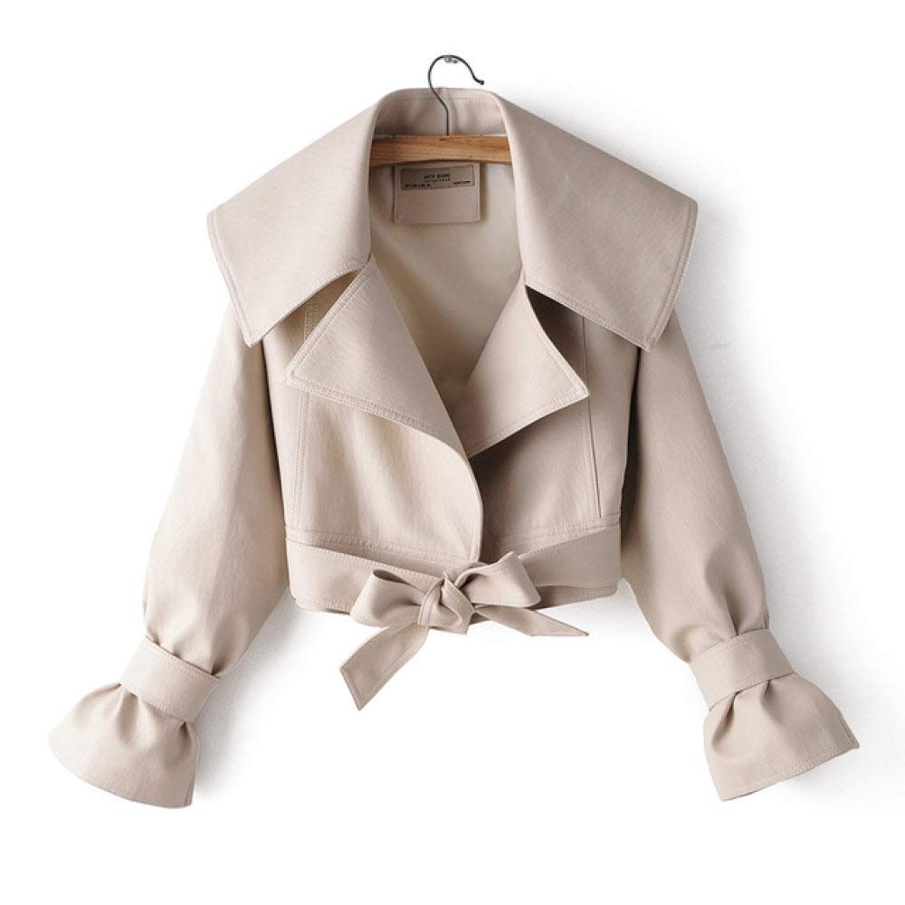 Damen Lederjacke,Frühling Herbst Mit Gürtel Pu Kunstleder Jacke Frauen Langarm Schleife Schwarz Kurze Biker Jacken Mantel Weibliche Outwear Mantel Tops