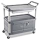 Rubbermaid Commercial Products HDPE Service Cart with Lockable Doors and Sliding Drawer - Grey