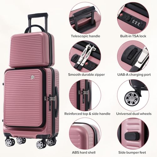 Merax 20 Inch Carry On Luggage With Wheels Top Opening Hard Shell Suitcase Tsa Luggage Suitcases For Travel Woman Men thumb #3