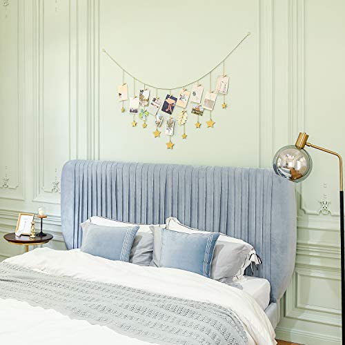 image for Mkono Hanging Photo Display Boho Decor Wooden Stars Garland with Metal