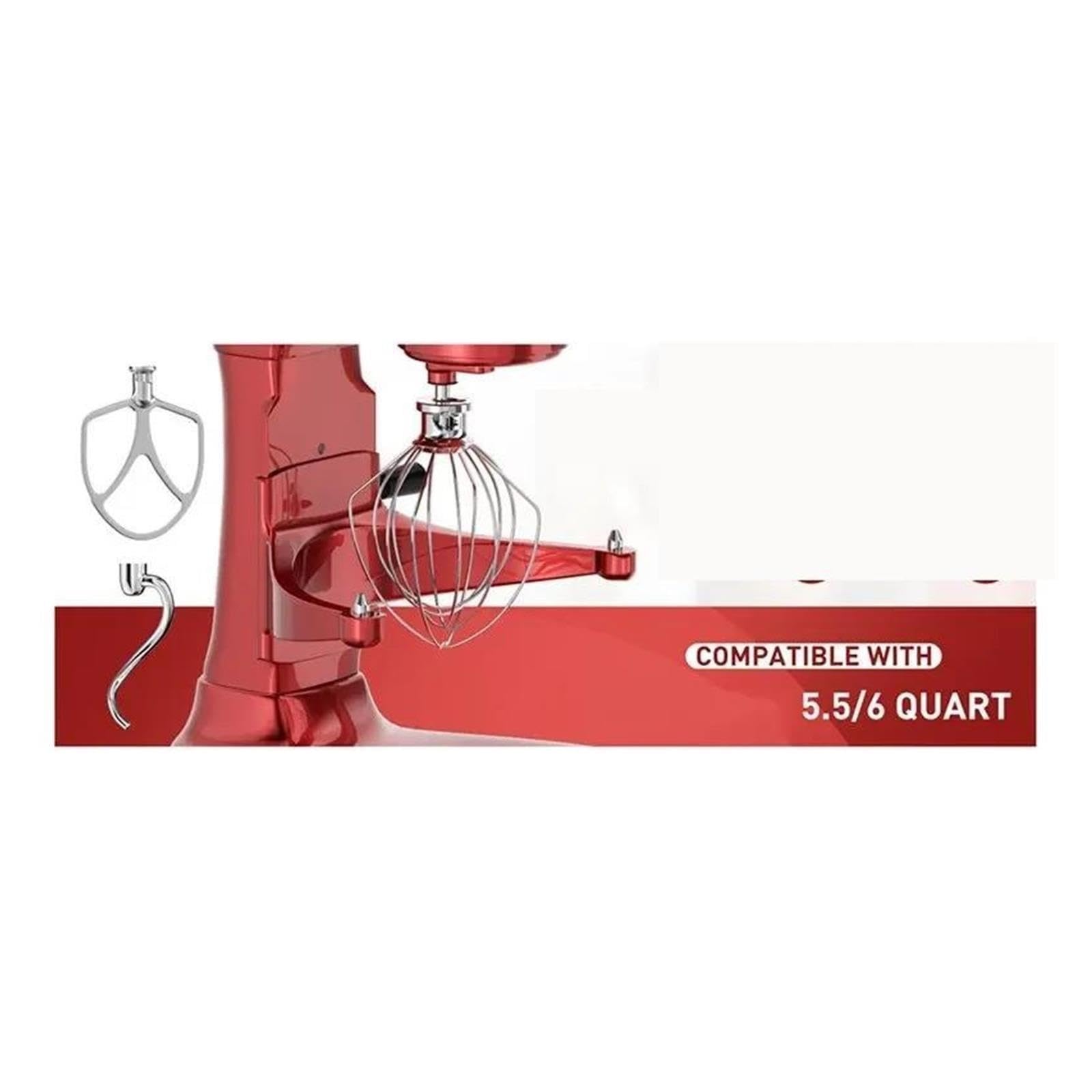 B64B – 3-częściowe nasadki ze stali nierdzewnej mikserem kompatybilny z Kitchenaid 5,5-6QT, ubijaczką płaską, hakiem do wyrabiania ciasta, batem 6-drutowym do mikserów stojących
